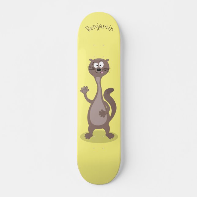 Funny weasel cartoon illustration skateboard (Front)