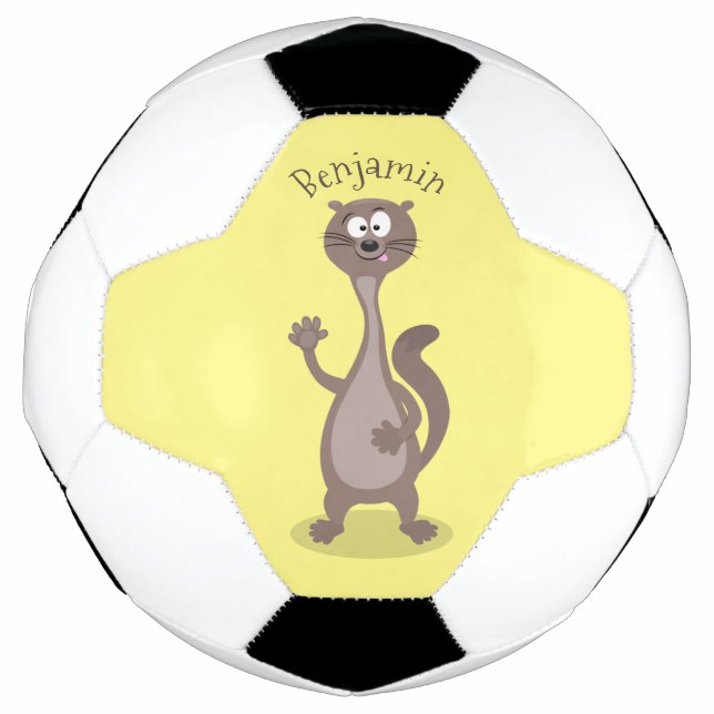 Funny weasel cartoon illustration soccer ball (Front)