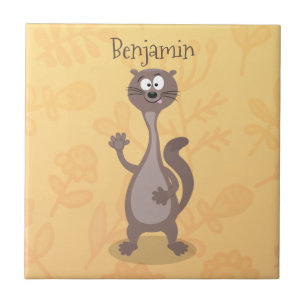 Funny weasel cartoon illustration tile