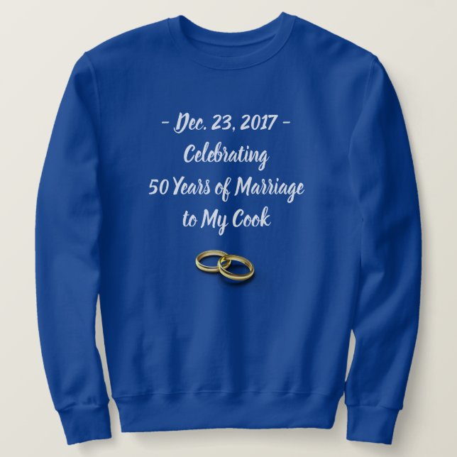 Funny Wedding Anniversary Men's Customisable Blue Sweatshirt (Design Front)