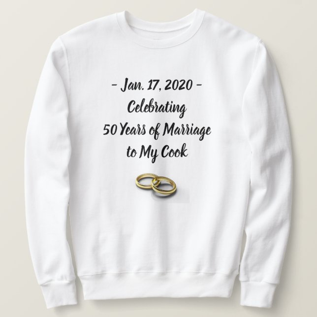 Funny Wedding Anniversary Men's Customisable White Sweatshirt (Design Front)