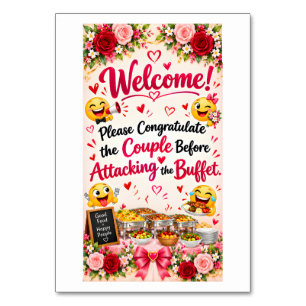 Funny Wedding Buffet Sign Poster Reception Decor Table Number