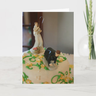 Funny wedding card fishing bride catching groom