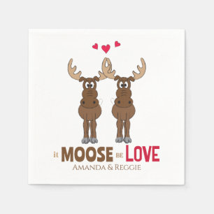 Funny Wedding Cute Humour Whimsical Moose Party Napkin