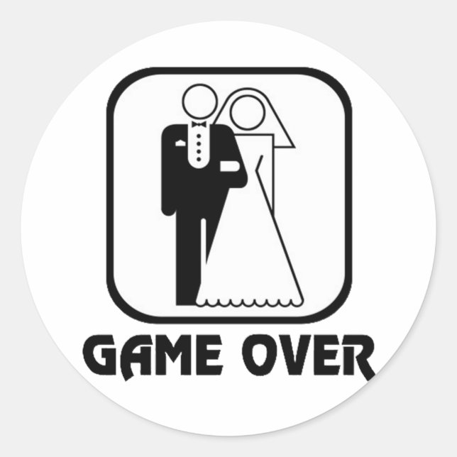 Funny wedding Game Over Classic Round Sticker (Front)