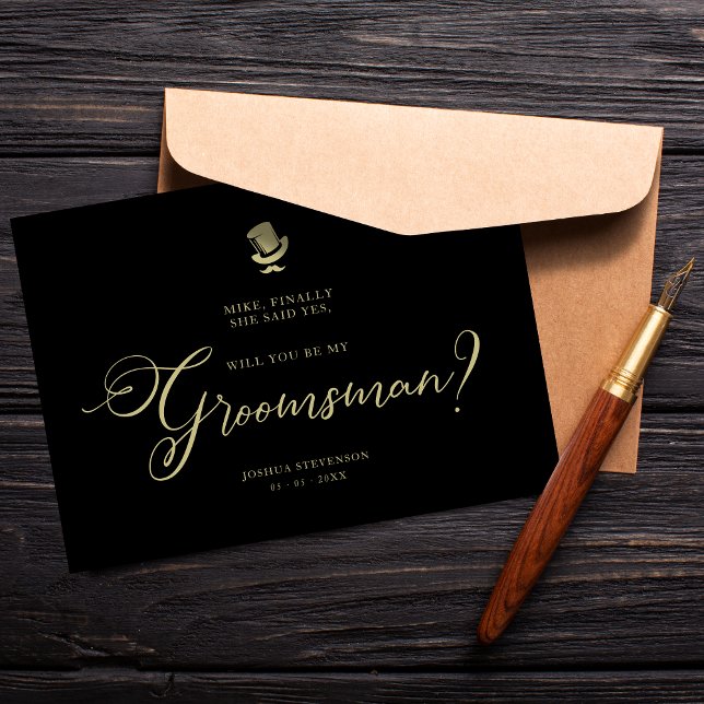 Funny Wedding Groomsman Minimalist Proposal Card (Groomsman Funny Wedding Minimalist Proposal Card. )