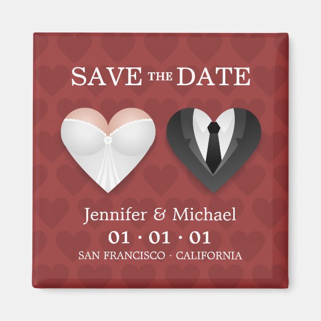 Funny Wedding Hearts - Save the Date magnet (Front)