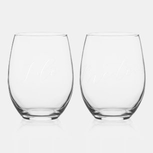 Funny Wedding I Do Matching Set Stemless Wine Glass