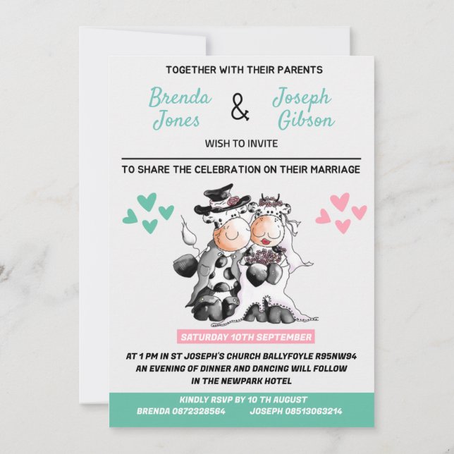 Funny wedding Invitation with Cows (Back)