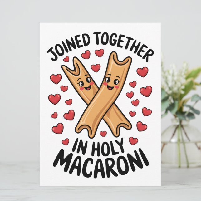 Funny Wedding Pasta Engagement Joined Together  Card (Standing Front)
