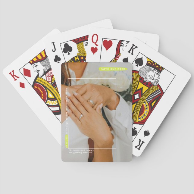 Funny wedding Save The Date photo Playing cards (Back)