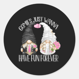 Funny Wedding Shower Pun Cute Gnomies For Bride An Classic Round Sticker