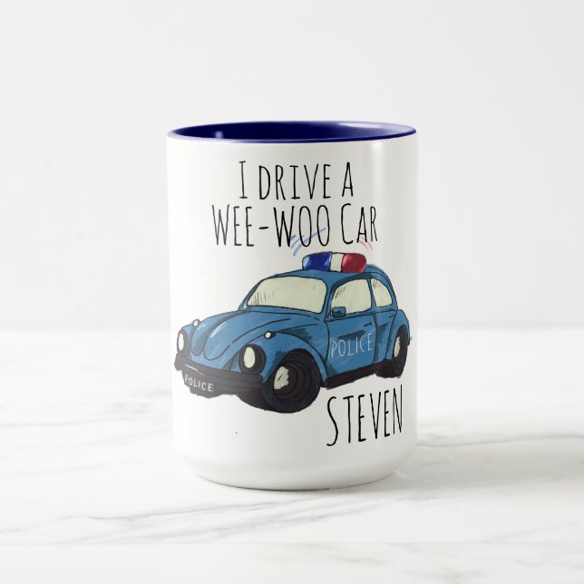 Funny Wee-Woo Car Cartoon Mug  (Center)