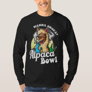 Funny Weed Alpaca Bowl Cute Pot Smoking Alpaca Wee T-Shirt