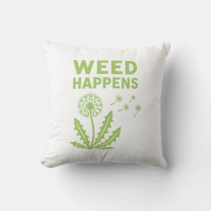 Funny Weed Happens Vintage Dandelion Ink Stamp Art Cushion