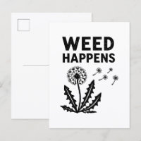 Funny Weed Happens Vintage Dandelion Ink Stamp Art