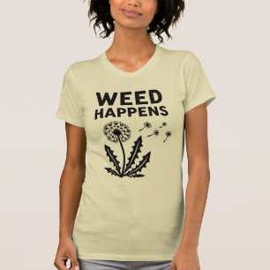 Funny Weed Happens Vintage Dandelion Ink Stamp Art T-Shirt