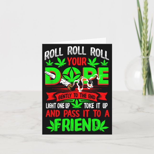 Funny Weed T Lover Roll Joint Friend Smoking Short Card (Front)