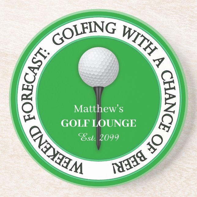 Funny Weekend Golf Lounge / Bar Coaster (Front)