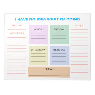 Funny Weekly Colourful Organisational Planner Notepad