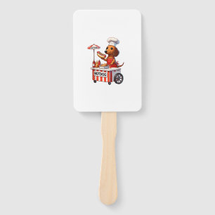 Funny Weenie Dachshund Dog Sausage Hotdog Sandwich Hand Fan
