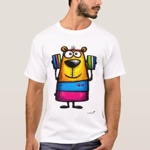 Funny Weightlifting Bear Cartoon T-Shirt