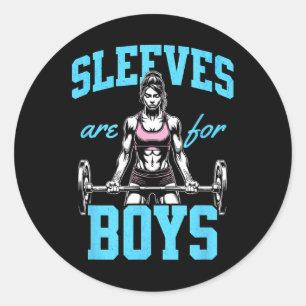Funny Weightlifting Bodybuilding Woman Sleeves Jok Classic Round Sticker