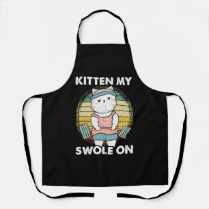 Funny Weightlifting Cat Gym Motivation Animal Apron