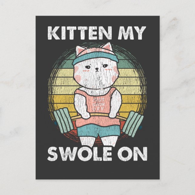 Funny Weightlifting Cat Gym Motivation Animal Postcard (Front)