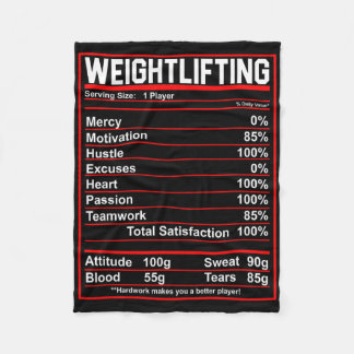 Funny Weightlifting Nutrition Facts Bodybuilding Fleece Blanket