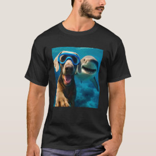 Funny Weimaraner Dog Selfie with Shark Ocean Lover T-Shirt