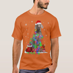 Funny Weimaraner Dog Tree Christmas Lights Xmas Pa T-Shirt