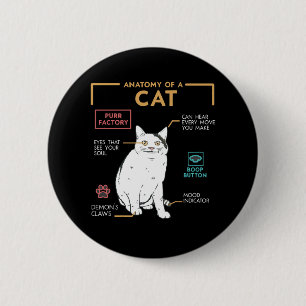 Funny Weird Cat Meme Smiling, Anatomy of A Cat 6 Cm Round Badge