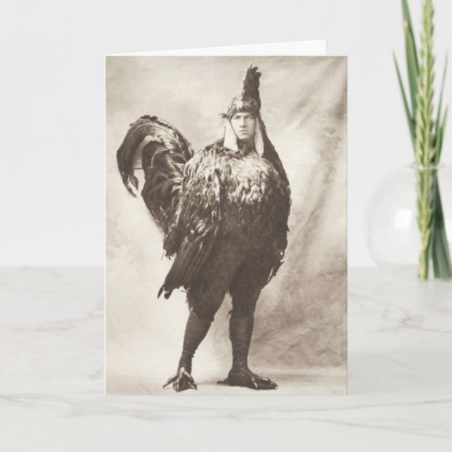 Funny Weird Vintage Photograph of Chicken Costume  Card (Front)