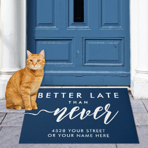 Funny Welcome Navy Blue And White Handwritten Typo Doormat