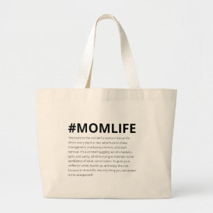 Funny Welcome to Mum Life Hashtag Large Tote Bag