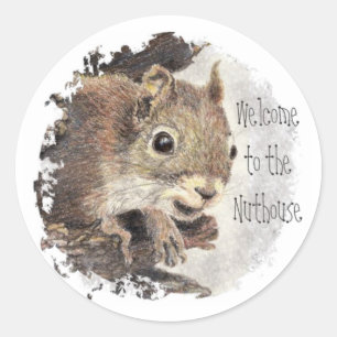 Funny, Welcome to the Nuthouse, Squirrel, Animal Classic Round Sticker