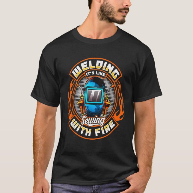 Funny Welder Construction Worker Meme Saying T-Shirt (Front)