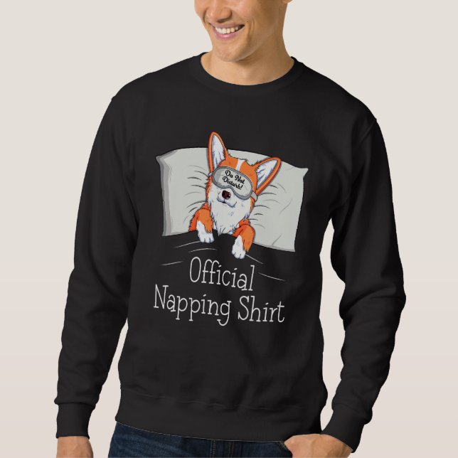 Funny Welsh Corgi Power Napper Dog Lover Napping Sweatshirt (Front)