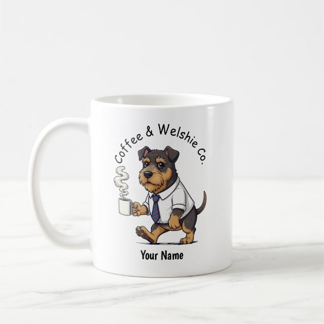 Funny Welsh Terrier Dog Business Suit Coffee  Mug (Left)