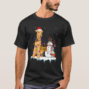 Funny Welsh Terrier Dog Christmas Snowman Xmas Lig T-Shirt
