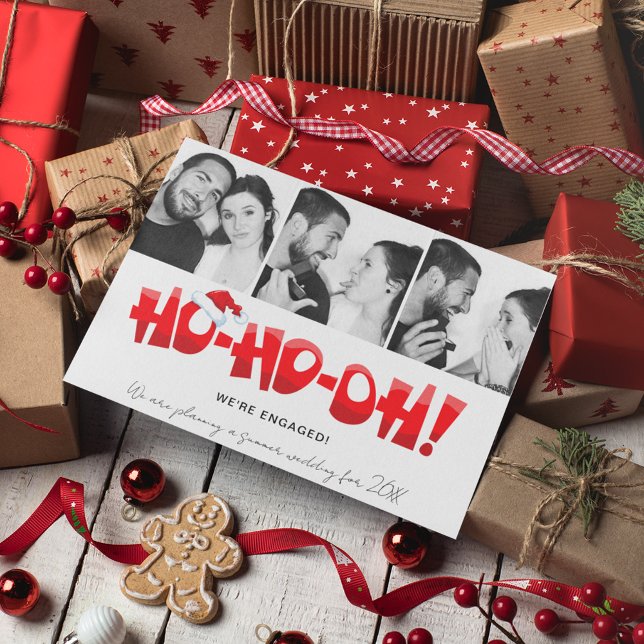 Funny We're Engaged Photo Christmas Holiday Postcard (Creator Uploaded)