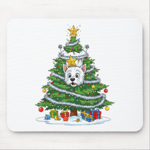 Funny West Highland White Terrier Dog Christmas Tr Mouse Pad