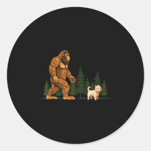 Funny West Highland White Terrier Westie Bigfoot D Classic Round Sticker