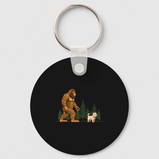 Funny West Highland White Terrier Westie Bigfoot D Key Ring (Front)