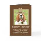 Funny Western Birthday Card w/"Basset Sheriff"