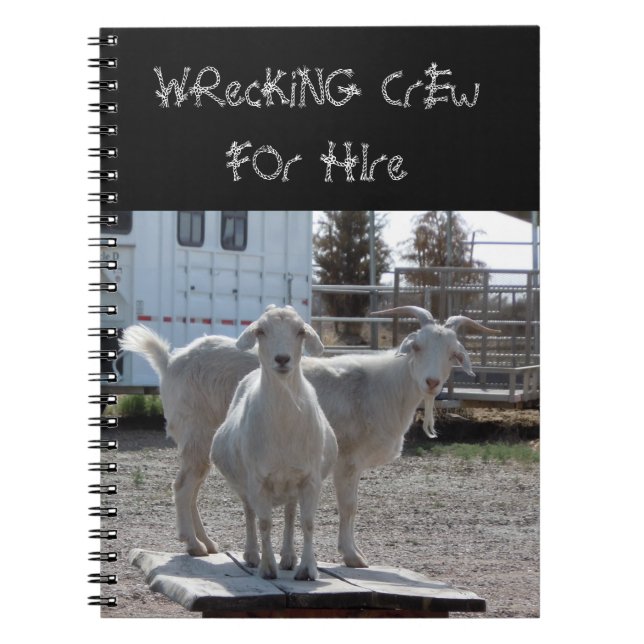 Funny Western Goats for Hire Spiral Notebook (Front)
