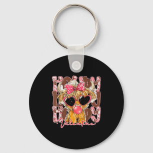 Funny Western Howdy Valentine Highland Cow Bow Lov Key Ring