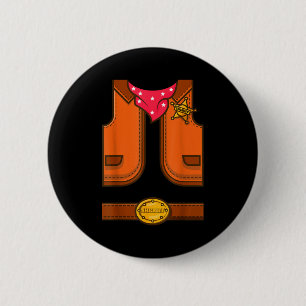 Funny Western Sheriff Halloween Cowboy Vest Simple 6 Cm Round Badge
