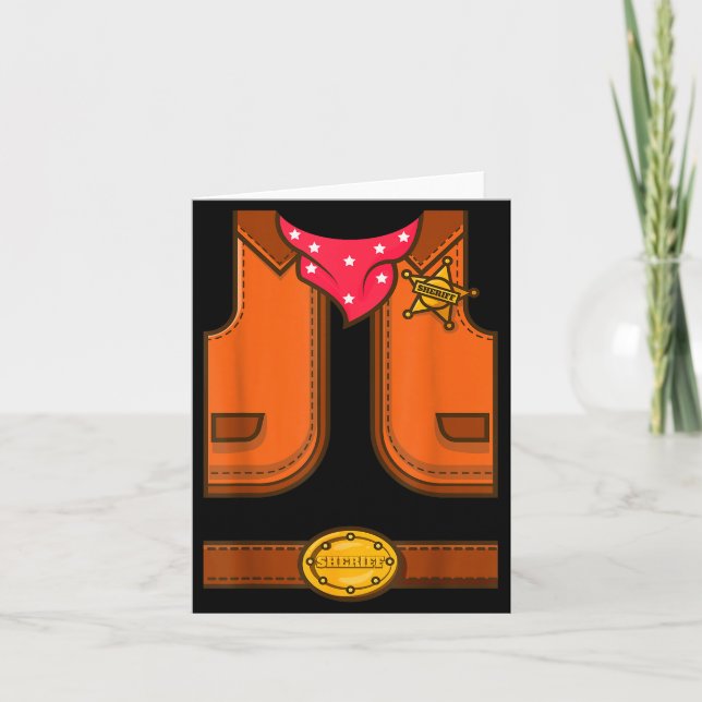 Funny Western Sheriff Halloween Cowboy Vest Simple Card (Front)